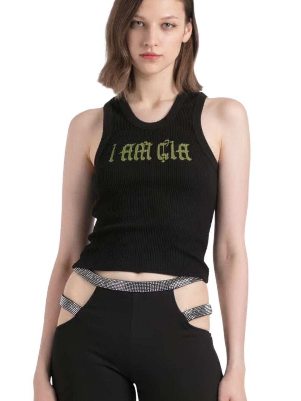 ⚫️🐍 I.AM.GIA Black Ribbed Tank Top NWOT 🐍⚫️